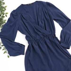 Honey Punch Dark Blue Faux Cross Body Dress M